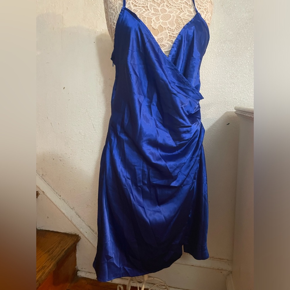 Blue Satin Dress 3x